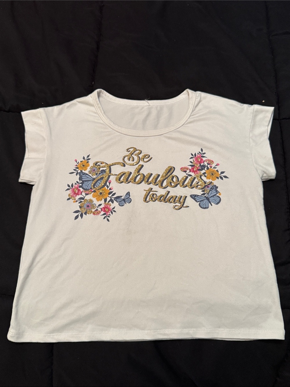 Be Fabulous Today Girls’ White Graphic Tee